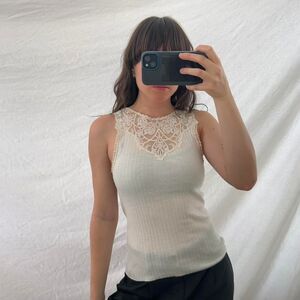 Intimate Approach Women's Cream and White Halter Top